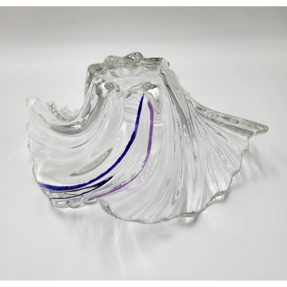Mikasa Belle Epoque Clear Crystal/Blue Glass Wave Swirl Bowl Centerpiece Dish - Picture 10 of 16